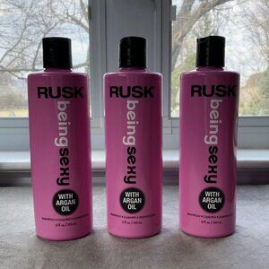 Lot/3 Rusk Being Sexy Shampoo, 12oz ea., Argan Oil - Hydrates, Heals, Restores